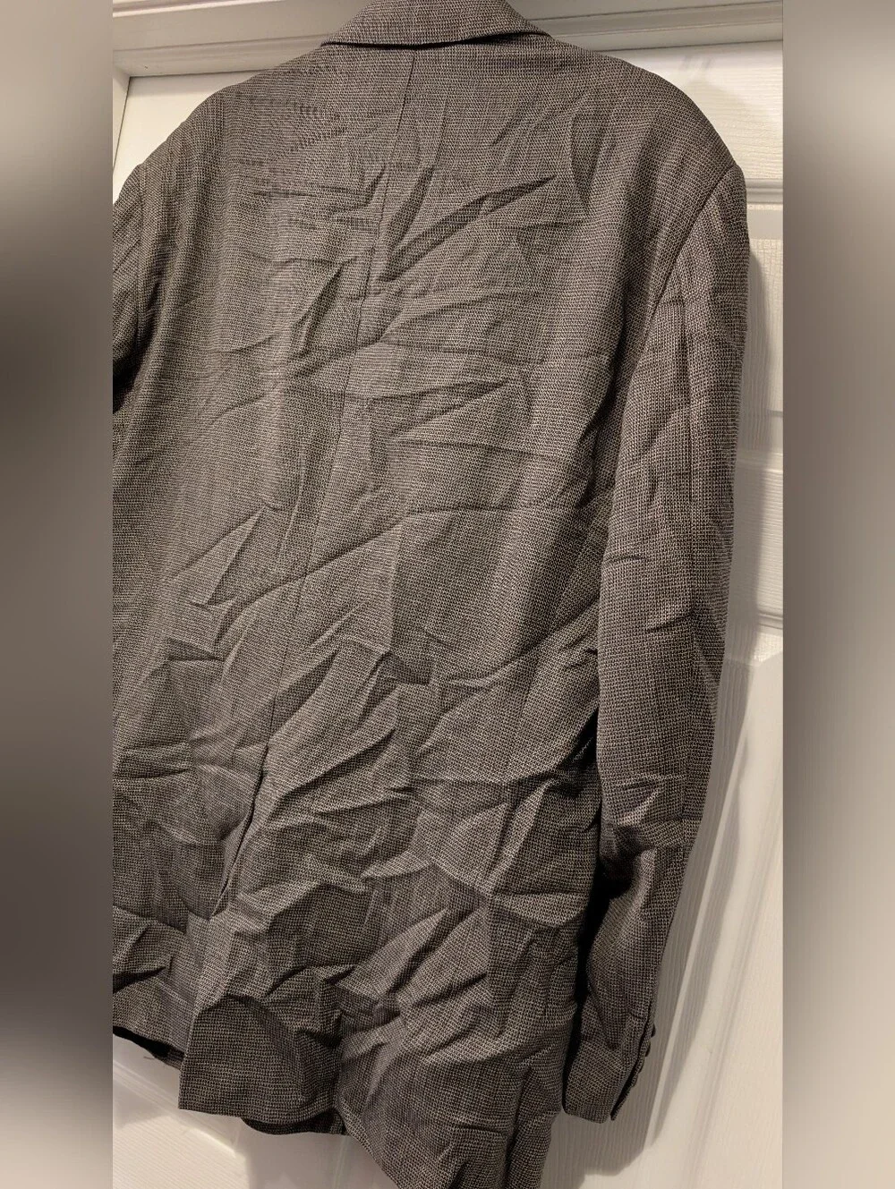Hickey Freeman 100% Wool Gray Checkered L303 Size 46L Blazer Suit Sport Coat